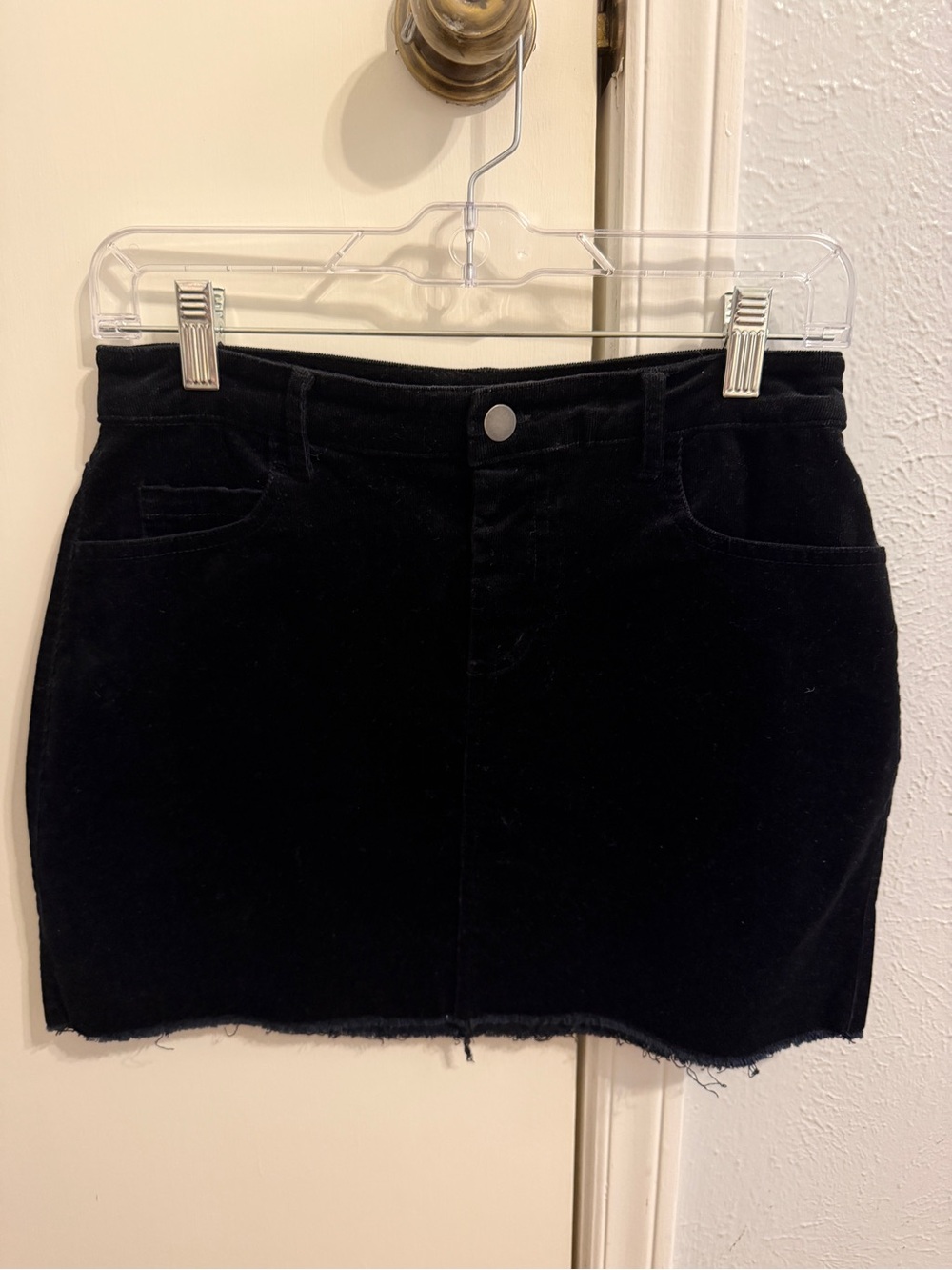 Black Corduroy Mini Skirt
